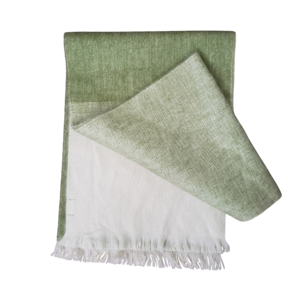 Pokoloko Alpaca Blend Seamless Ombre Scarf Ombre Matcha Green & Cream - Picture 2 of 7
